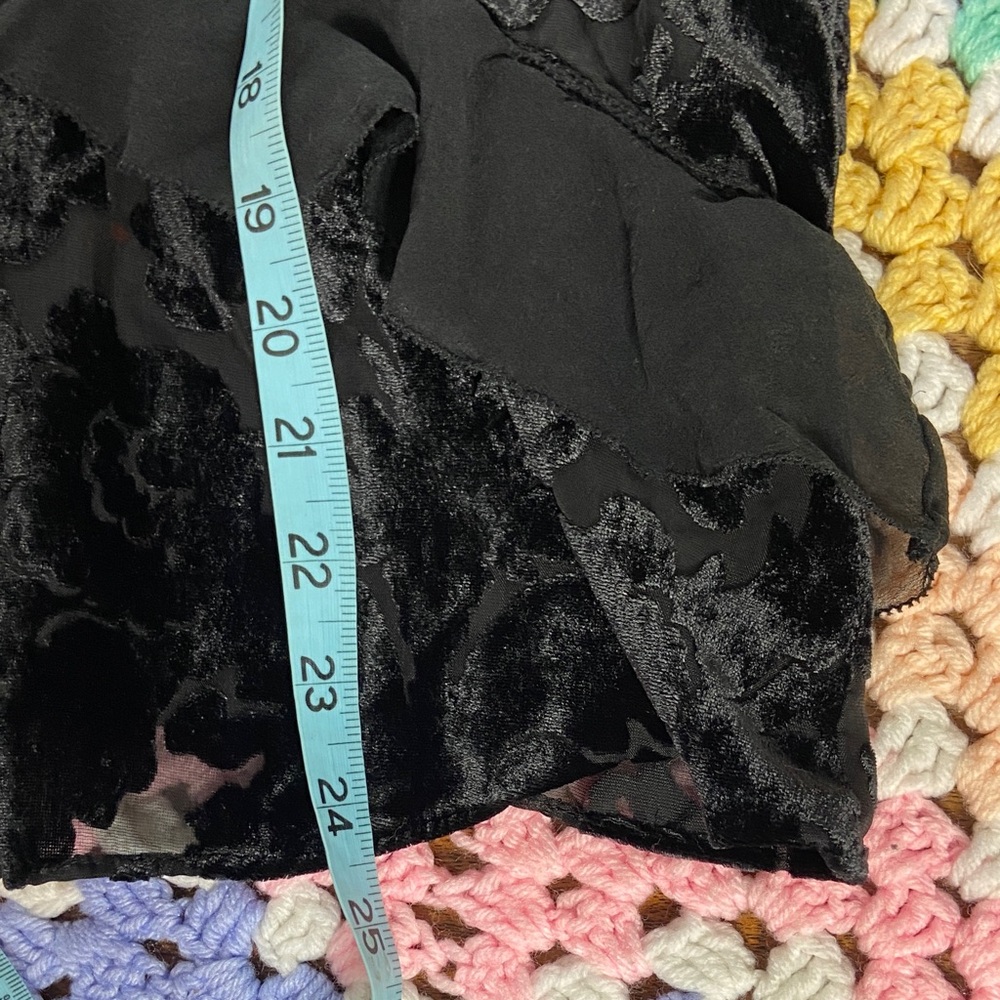 Parker Black Sheer Floral Burnout Velvet Tank Top Ruffle Silk Blend Small Floral - Picture 3 of 13
